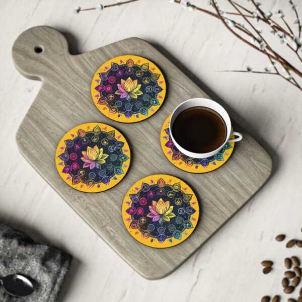 Vibrant Chakra Lotus Coasters - Colorful Mandala Design for Zen Living - Image 4
