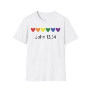 Rainbow Hearts John 13:34 T-Shirt