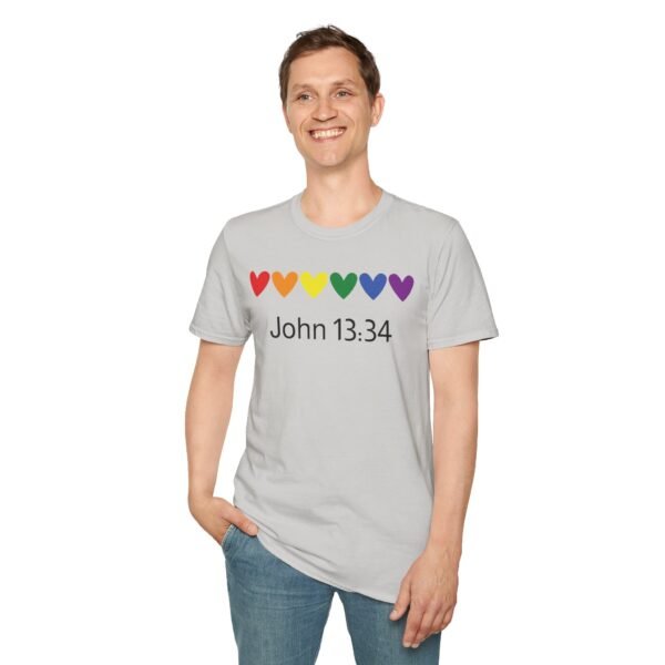 Rainbow Hearts John 13:34 T-Shirt - Image 5