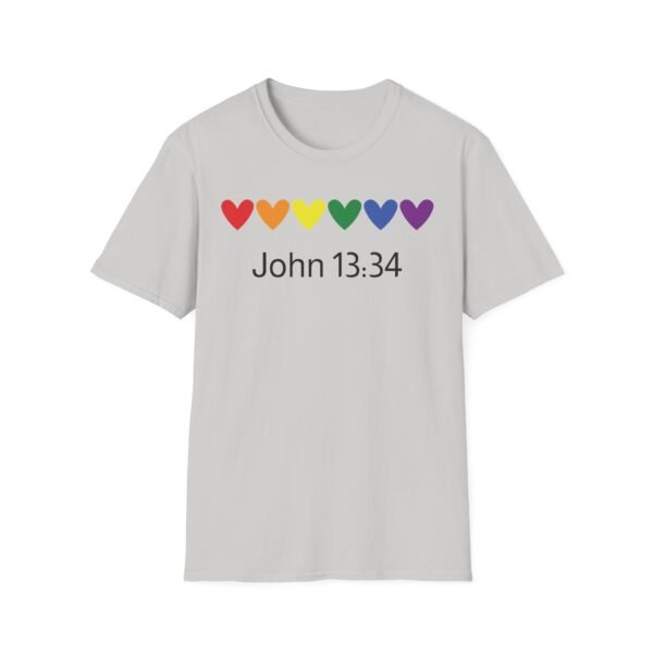 Rainbow Hearts John 13:34 T-Shirt - Image 3