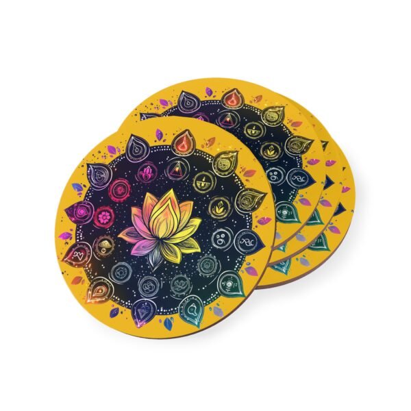Vibrant Chakra Lotus Coasters - Colorful Mandala Design for Zen Living - Image 3