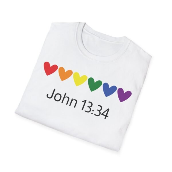 Rainbow Hearts John 13:34 T-Shirt - Image 2